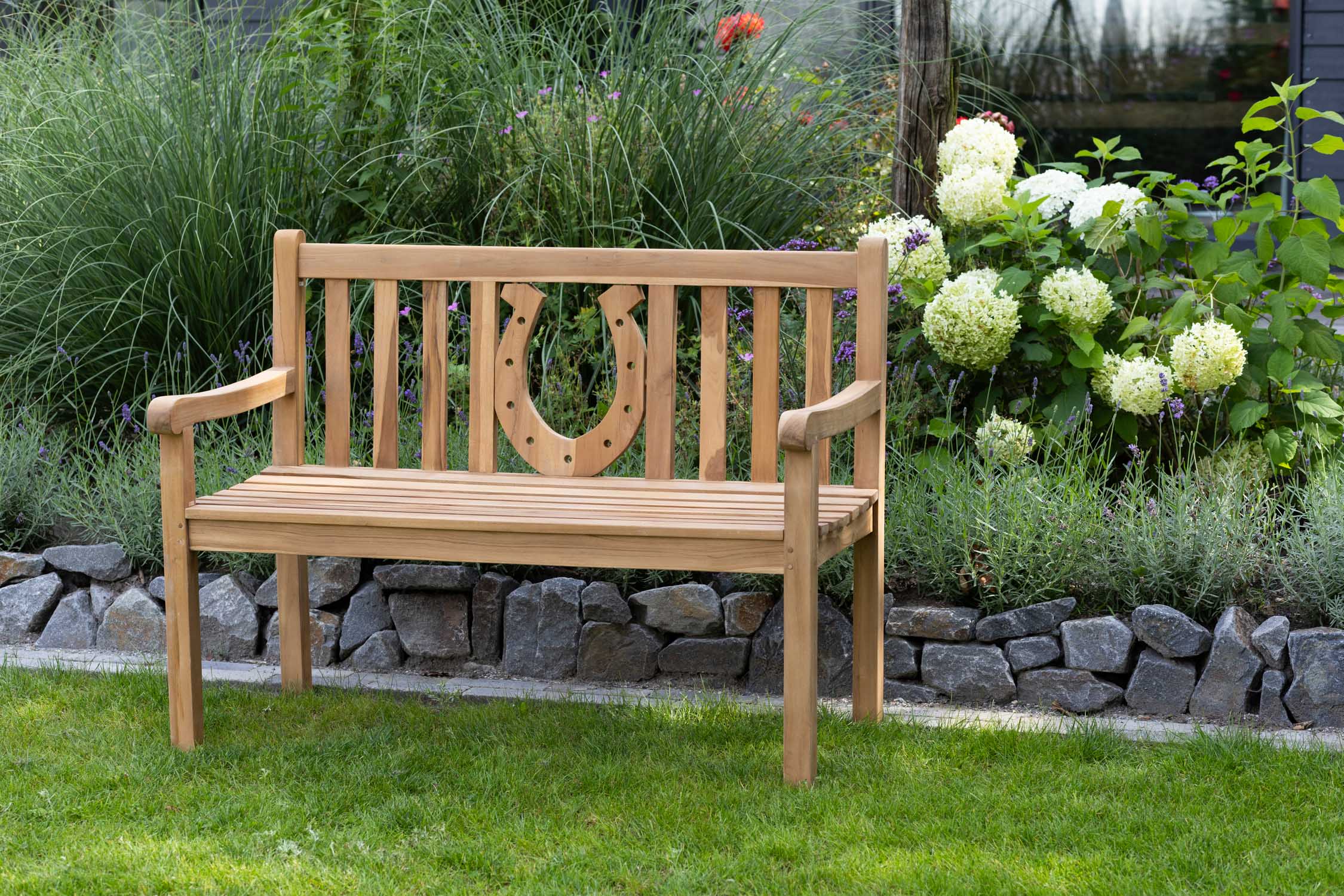 Gartenbank Hufeisen Teak 120 cm Braun  R...